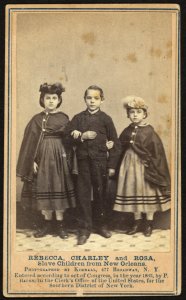 Rebecca, Charley, and Rosa, slave children from New Orleans - photographed by Kimball, 477 Broadway, N.Y. LCCN2010647845