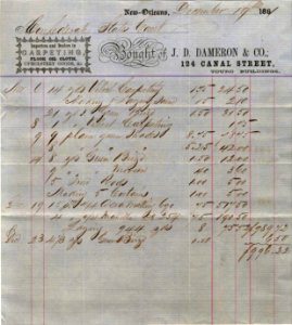 Receipt for Confederate States Court Upholstery, 121861 photo