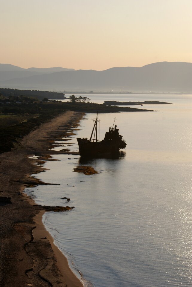 Ship sea coastline