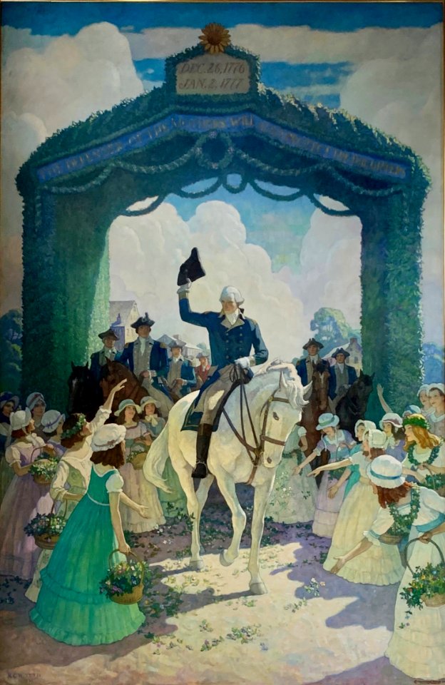Reception to Washington on April 21, 1789, at Trenton on his way to New York - N. C. Wyeth, at TESU