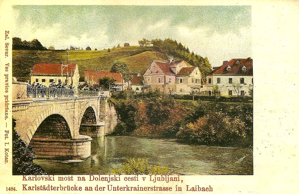 Razglednica karlovškega mostu v Ljubljani