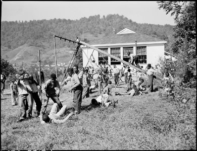 Recess in ... grade school. Inland Steel Company, Wheelwright ^1 & 2 Mines, Wheelwright, Floyd County, Kentucky. - NARA - 541502