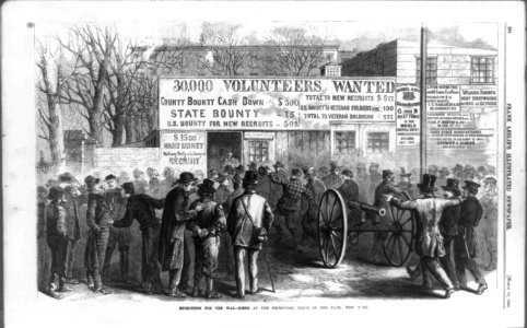 Recruiting for the war-scene at the recruiting tents in the park, New York LCCN93510742