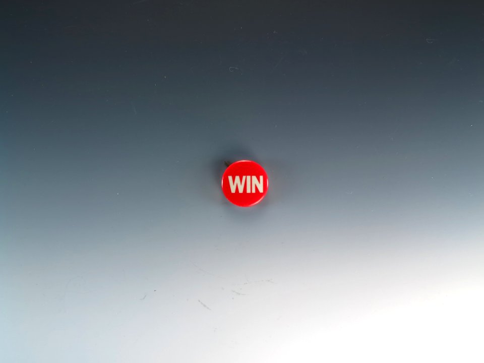Red and white WIN button