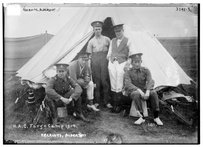 Recruits, Aldershot, H.A.C. Fargo Camp. 1914 LCCN2014698573