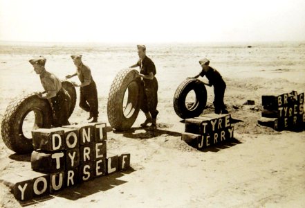 Recycling tires, Western desert, North African Campaign, WWII (37268564525)