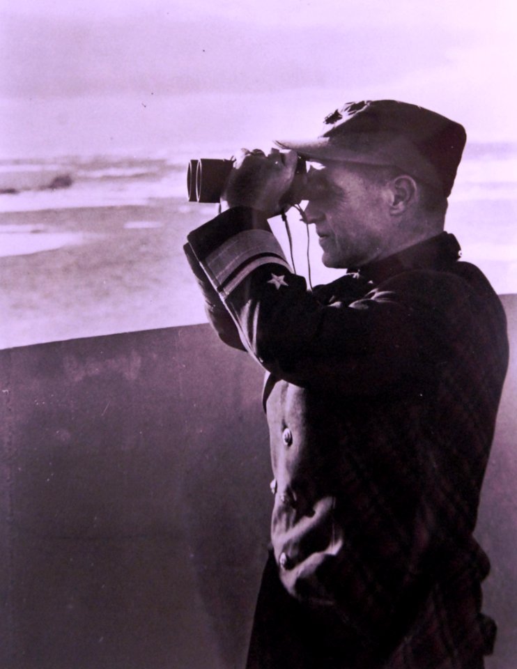 Rear Admiral Richard H. Cruzen, USN, onboard USCG icebreaker Northwind (WAGB 282) (21438227603)