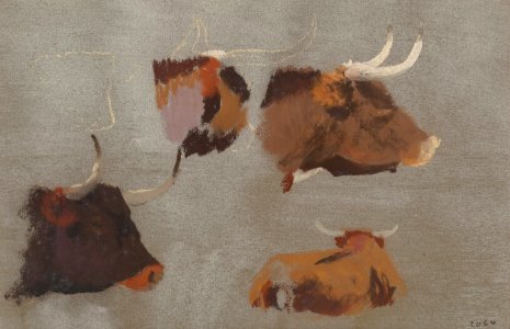 Longhorn Studies by Frank Reaugh, 1897, pastel