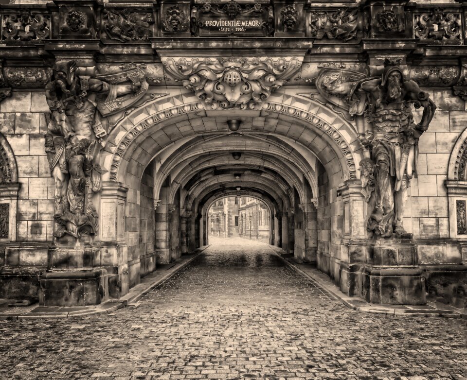 Tunnel historic old town architecture