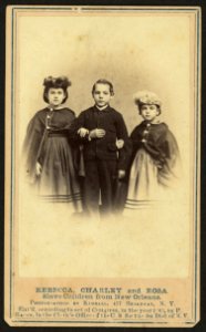 Rebecca, Charley, and Rosa, slave children from New Orleans - photographed by Kimball, 477 Broadway, N.Y. LCCN2010647844