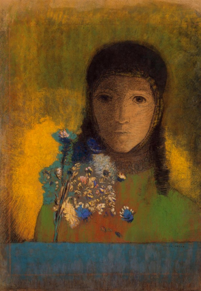 Redon - Woman with Wildflowers, circa 1890-1900