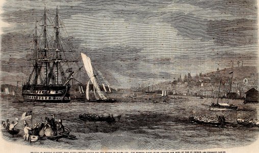 Regatta in Halifax Harbour, Nova Scotia, Sailing Match for the Prince of Wales' Cup - ILN 1861 photo