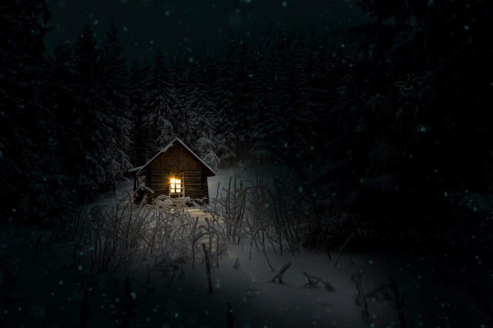 Snow cold black night