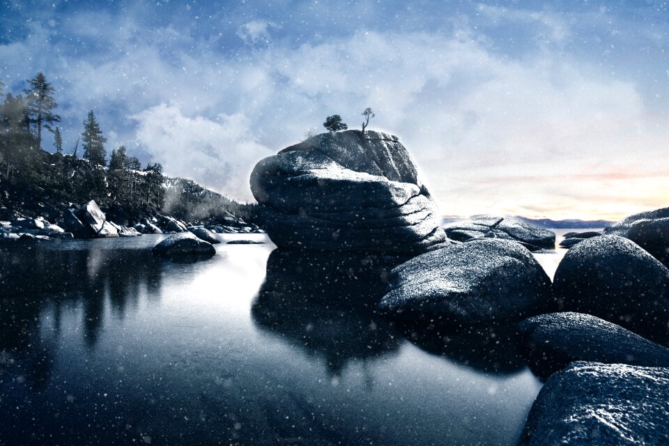 Landscape nature blue rock