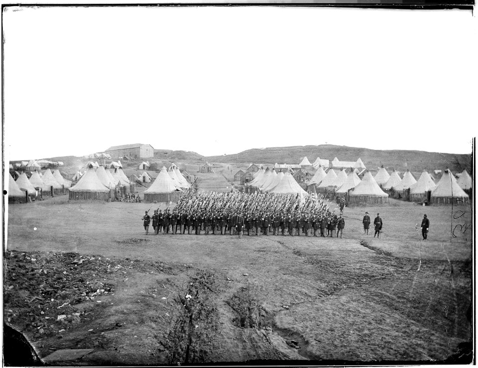 Regiment moving out for dress parade - NARA - 524724