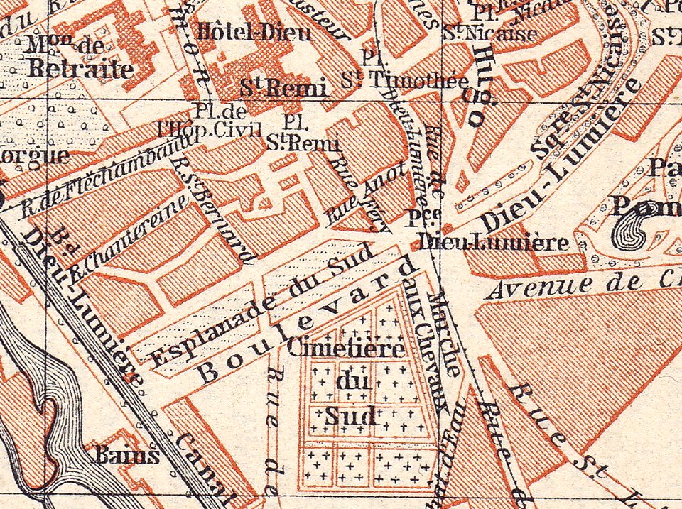 Reims — Plan du guide Baedeker de 1908 (02) (dieu lumière)