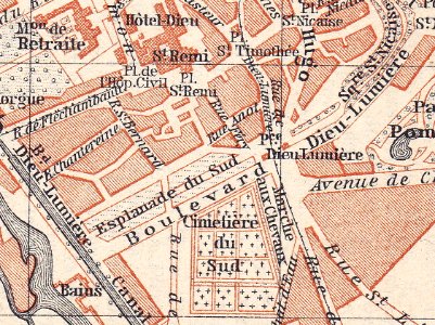 Reims — Plan du guide Baedeker de 1908 (02) (dieu lumière)