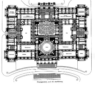 Reichstagsgebäude Berlin Architekt Wallot Dresden, Grundriss Hauptgeschoss, Tafel 41, Kick Jahrgang II