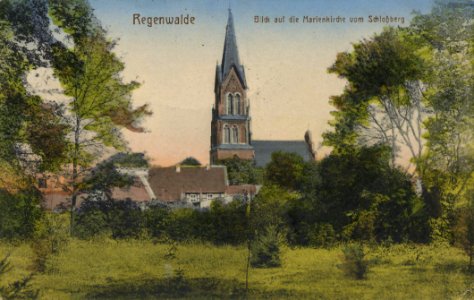 Regenwalde, Pommern - Marienkirche vom Schlossberg (Zeno Ansichtskarten)