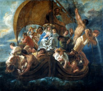 Religiös bild. Den heliga familjen i en båt. Jacob Jordaens - Skoklosters slott - 73274