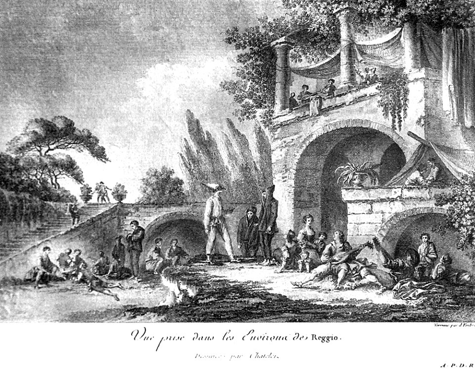 Reggio Calabria - dintorni - incisione del Saint Non - Giangurgolo - commedia dellarte