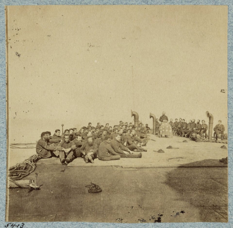 Religious service aboard the monitor Passaic, Port Royal, S.C., 1863 LCCN2013646157