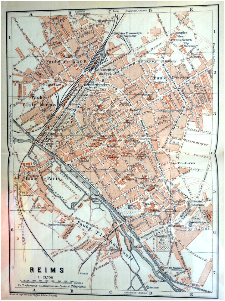 Reims — Plan du guide Baedeker de 1908 (01)