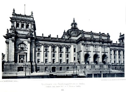 Reichstagsgebäude Berlin Architekt Wallot Dresden, Rückseite, Tafel 41, Kick Jahrgang II photo