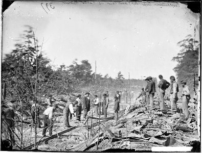 Repairing railroad, Cattletts Station, on O.& A. R.R - NARA - 524817