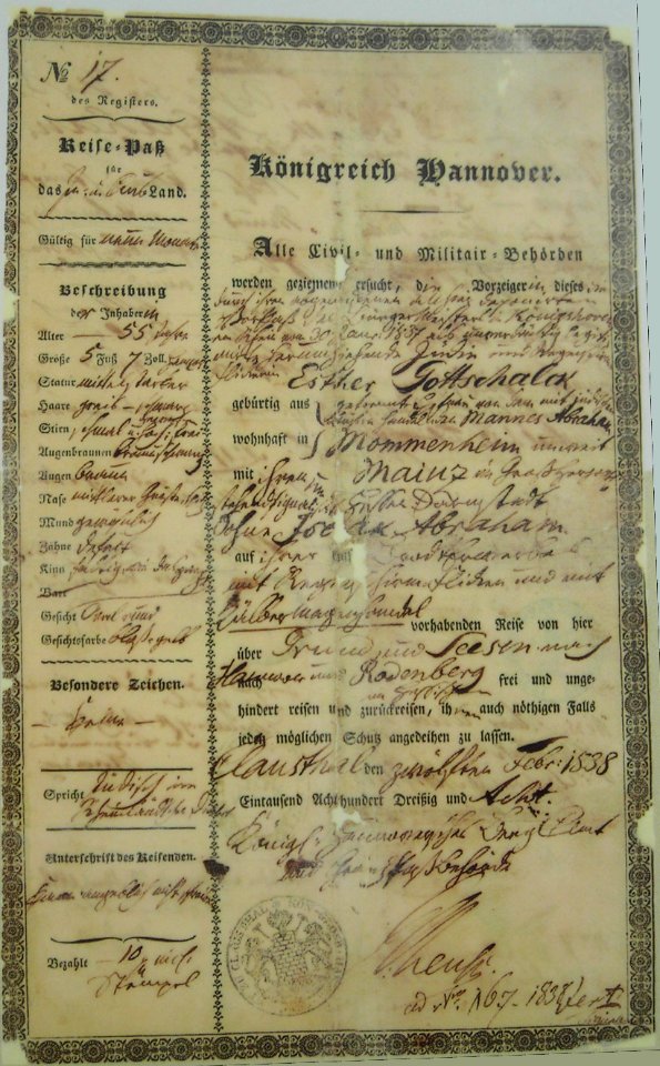 Reisepaß Kgr. Hannover 1838 - Verkehrszentrum
