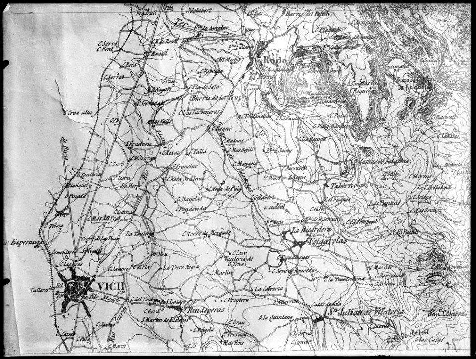 Reproducció d'un fragment d'un mapa de Vic a la comarca d'Osona (AFCEC VINTRO 18X24 460)