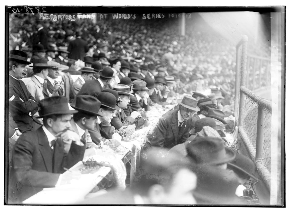 Reporters at Polo Grounds, New York, during 1913 World Series (baseball) LCCN2014694574