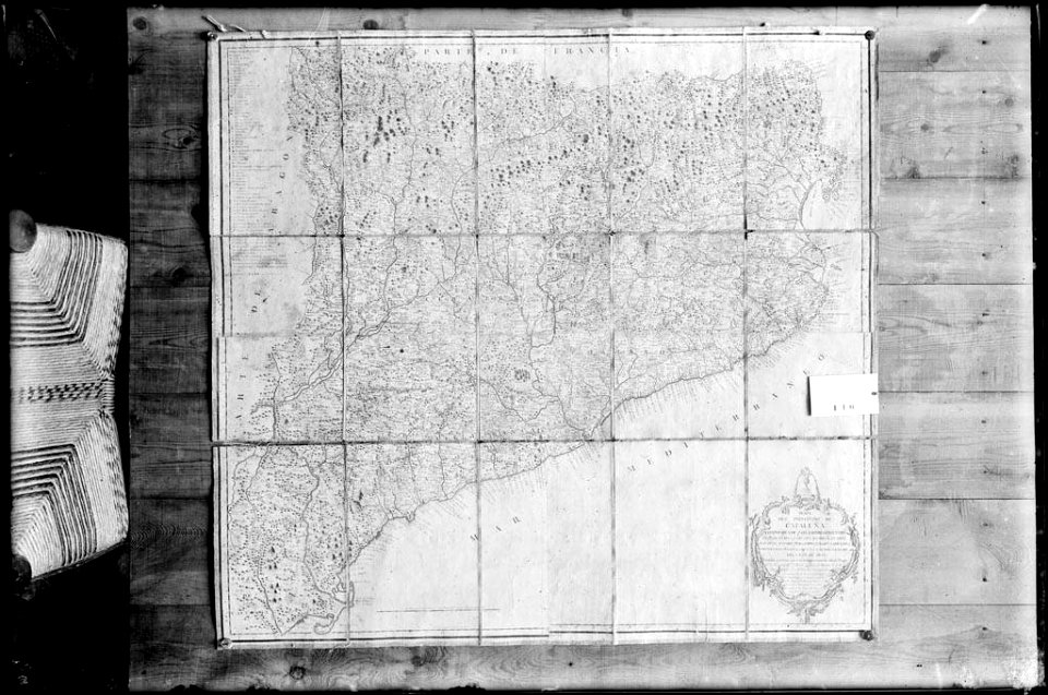 Reproducció d'un mapa del principat de Catalunya del 1774 de López Vargas (AFCEC VINTRO D 4118)