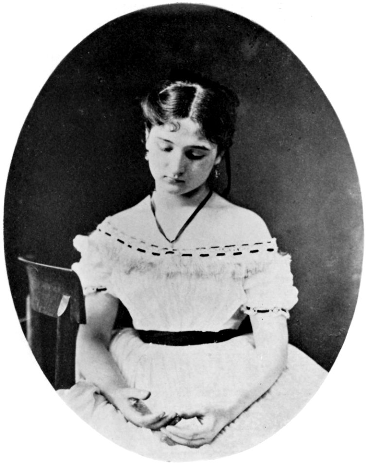 Rejlander, Oskar Gustav - Junge Frau trägt weißes ausgeschnittenes Kleid (Zeno Fotografie)