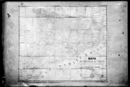 Reproducció de la 2a edició d'un mapa del principat de Catalunya del 1873, fet per Pascual Porta i Margarit (AFCEC VINTRO D 4121)