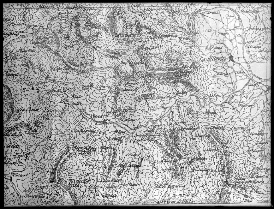Reproducció d'un fragment d'un mapa d'Osor i Cellera de Ter (AFCEC VINTRO 18X24 441)