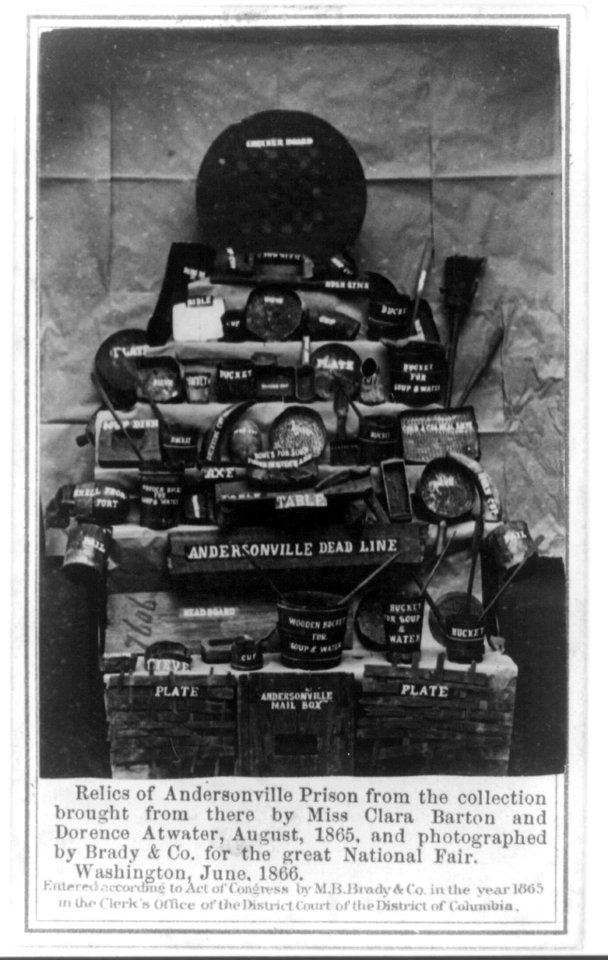 Relics of Andersonville Prison from the collection brought from there by Miss Clara Barton and Dorence Atwater, August, 1865, and photographed by Brady & Co. for the great National Fair, LCCN2011648399