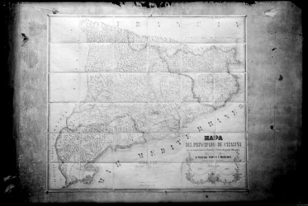 Reproducció d'un mapa del principat de Catalunya del 1867 (AFCEC VINTRO D 4127)