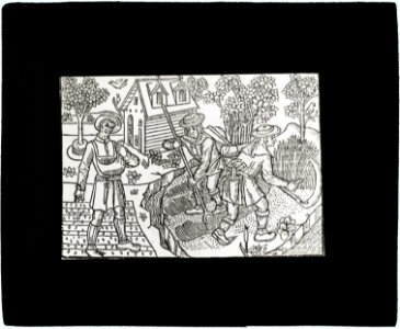 Reproduction of print showing Men in garden LCCN2007687402