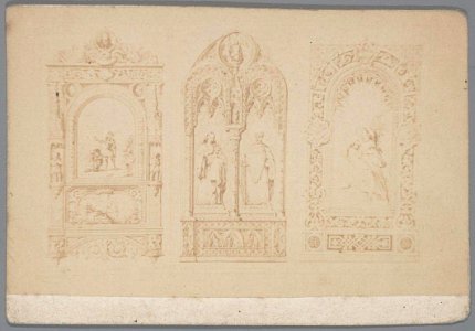 Reproductie naar een prent 'Vitraux', 'Composé et lihographié par Julienne' Jacob Olie (max res)