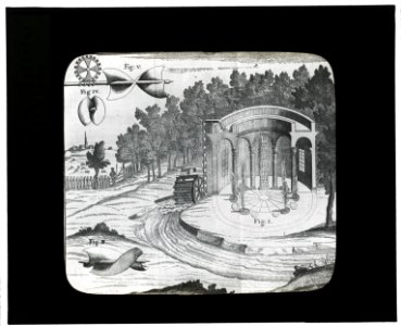 Reproduction of print showing Water wheel, Archimedian screw, and pavilion LCCN2007686366