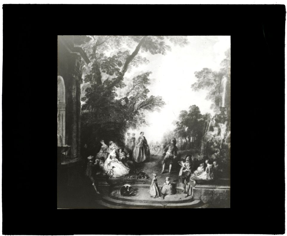 Reproduction of painting showing dance between two fountains LCCN2012646219