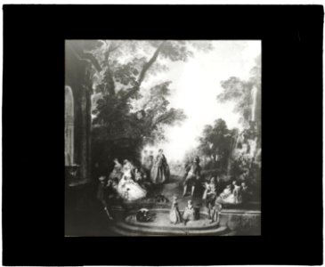Reproduction of painting showing dance between two fountains LCCN2012646219