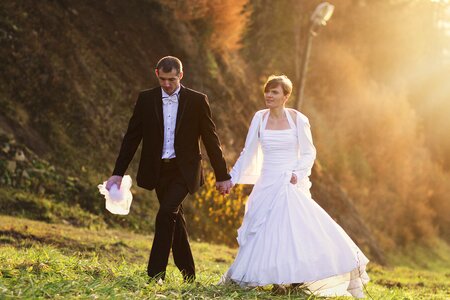 Sunset young couple romanticism