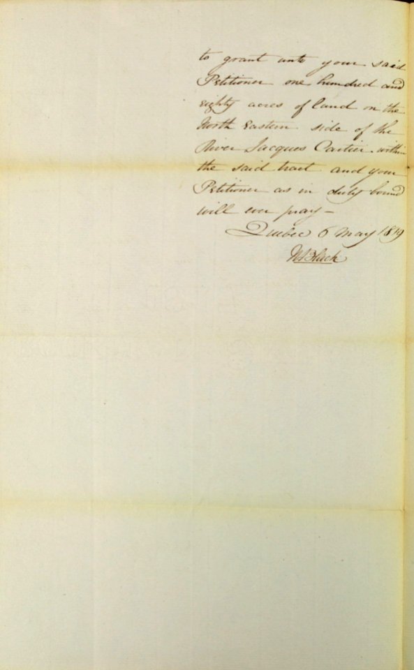 Requête de Henry Black de Québec, adressée à la commission responsable de l'administration des biens des Jésuites, afin de se faire concéder deux lots de terre sur la rive nord-est de la rivière Jacques-Cartier-2