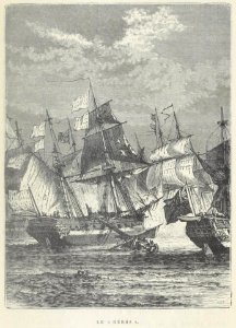 Représentation du vaisseau le Héros au combat en 1782-1783