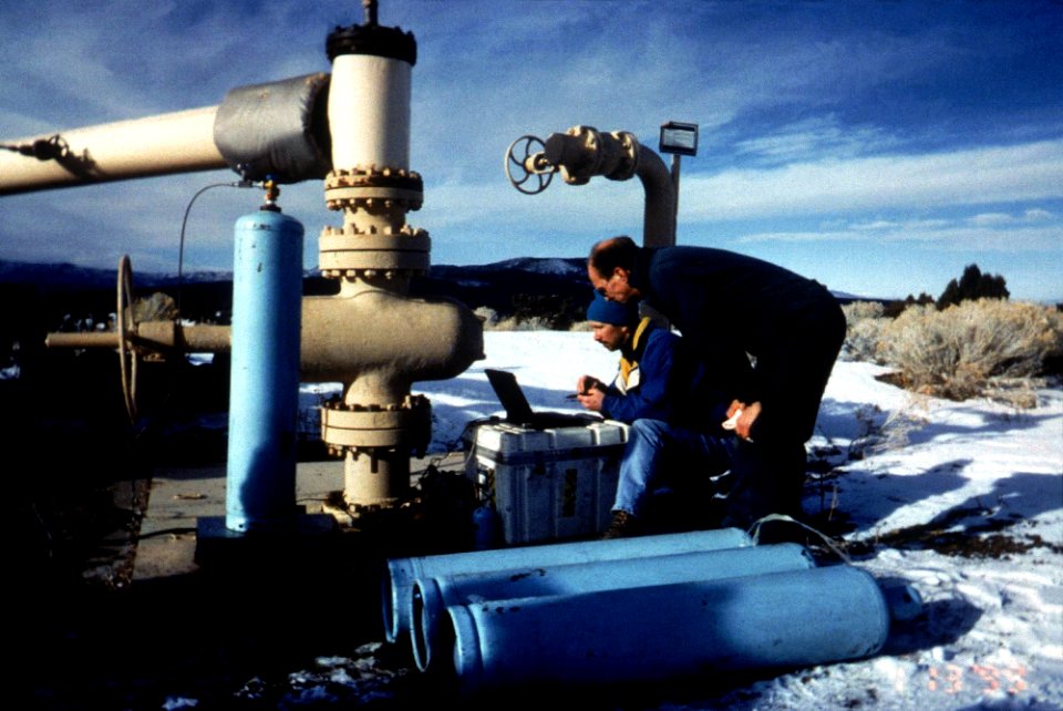 Researchers conducting a tracer test on the southwest geysers waste water recycling system