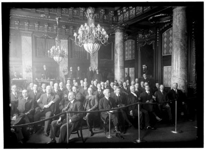 REPUBLICAN NATIONAL COMMITTEE AT WILLARD HOTEL, DECEMBER 1915. JOHN T. ADAMS, CHAIRMAN; AT CENTER FRONT IS FRED HALE OF MAINE; 2ND BEYOND HALE IS WADSWORTH OF NEW YORK.OTHERS UNIDENTIFIED LCCN2016866719