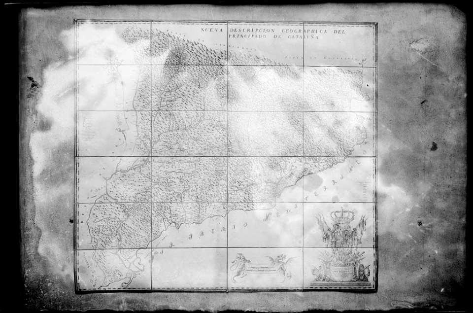 Reproducció d'un mapa del principat de Catalunya del 1769 d'Aparici (AFCEC VINTRO D 4117)