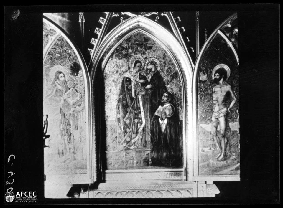 Retaule de la catedral de Barcelona amb la Visitació i imatges de Sant Sebastià i Sant Lluc (AFCEC MAS C 0430)